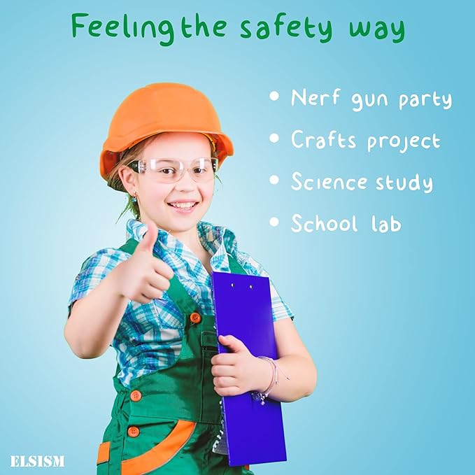 24 Pack Kids Safety Glasses in 6 Colors, UV Protection Eyewear for Children, Impact & Ballistic Resistant Protective Goggles with ANSI Z87+ Standards, for Science/Nurf Party/School/Landscaping