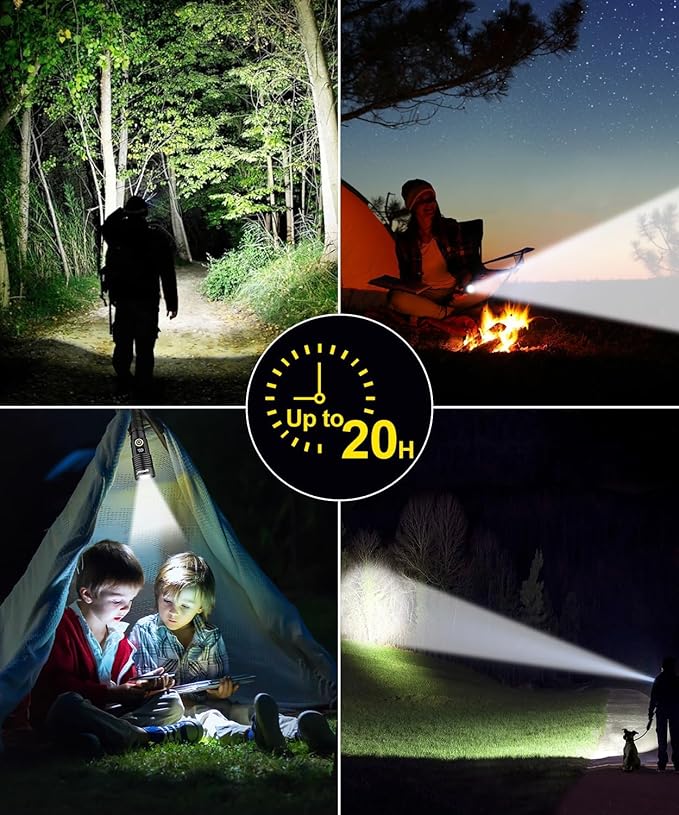 Rechargeable Flashlight High Lumens- Super Bright Magnetic Flash Light with Power Digital Display,3280Ft Long Range,Dimmable,Waterproof,Pocket Tactical LED Flashlights for Emergency,Gold 1PC