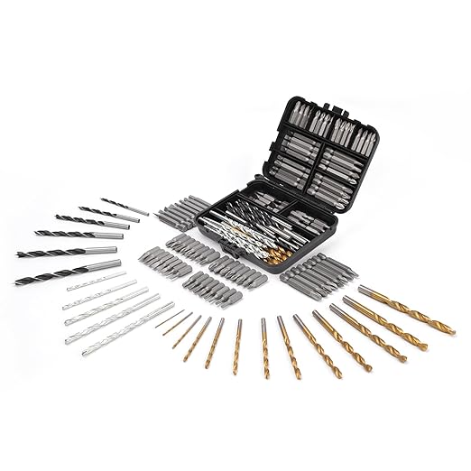 COMOWARE 100-Piece Drill and Driver Bit Set with Screwdriver Bits & Masonry Twist Drill Bits, HSS Titanium & Cr-V Steel Construction, Includes Molded Storage Case for Metal, Wood, Plastic, Masonry