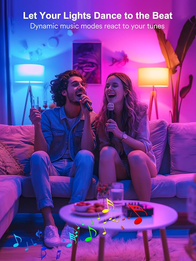 ANGELHALO Smart Light Bulbs, Color Changing A19 LED Light Bulb, Work with Alexa and Google Assistant, Wi-Fi & Bluetooth Light Bulbs, 16 Million Colors RGBCW, Music Sync, 800 Lumens, 2.4Ghz only,2 Pack