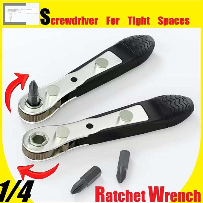 22-in-1 Mini Ratcheting Screwdriver Set - Angled for Tight Spaces, Includes 90 Degree Offset Screwdriver, Bent Ratchet Wrench Bit Socket, Phillips Screwdriver - Men's Gift