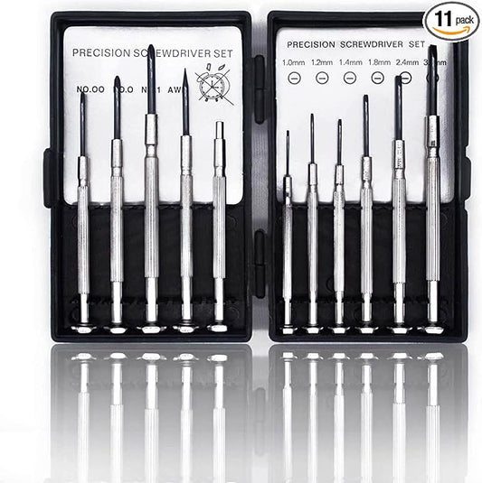 11PCS Mini Precision Screwdriver Set, Small Tools with 11 Size Flathead and Phillips Kit, Professional Magnetic Repair Tool for Jewelry, Ring Doorbell, Watch, iPhone, Toys, Computer, Eyeglass
