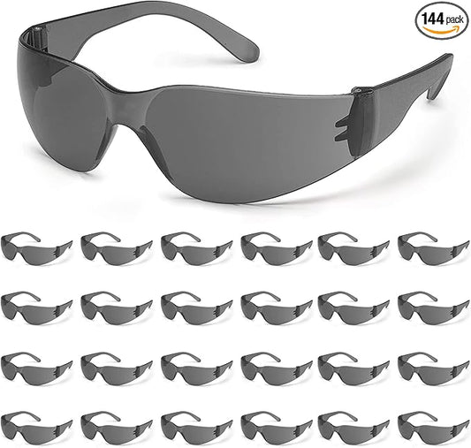 ATERET Protective Polycarbonate Safety Glasses White For Nurses Mechanic Electrician Saftey Glasses Goggles Anti Fog Eye Goggles Safety Protection (144 Pairs Grey)