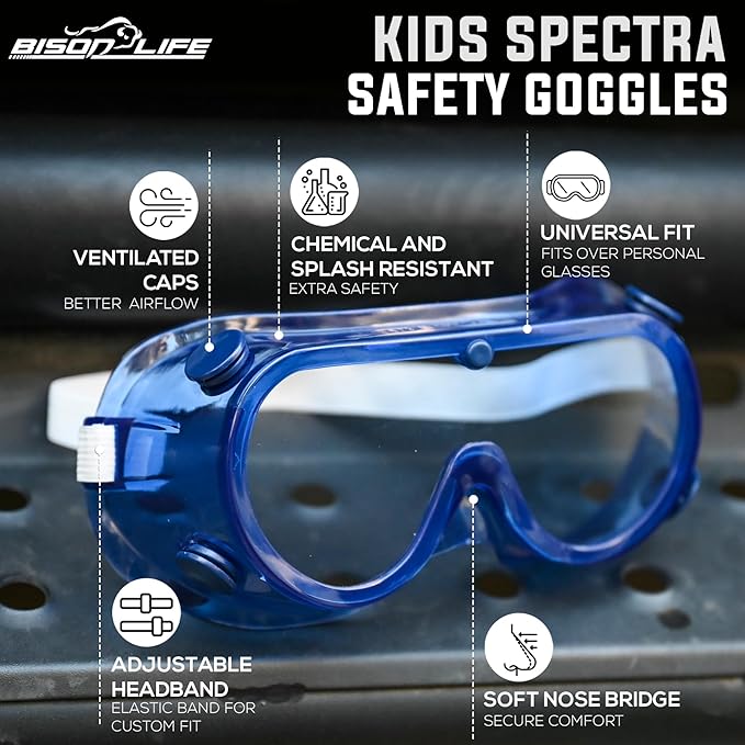 BISON LIFE Kids Safety Glasses, Bulk Kids Protective Glasses ANSI Z87.1 Safety Glasses for Kids, Science Safety Goggles Pack