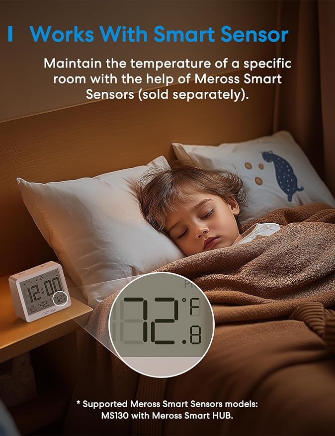 meross Smart Thermostat for Home, WiFi Thermostat Works with Matter, Alexa, Apple Home, Google Assistant, App & Voice Control, 7x24h Scheduling, Energy Saving, C-Wire Required