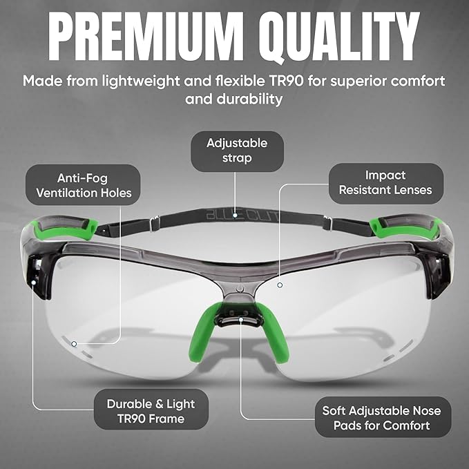 BLUE CUT Sports Safety Goggles Interchangeable Sun Lens Anti Fog UV Protection Indoor Outdoor Pickleball Cycling Basketball