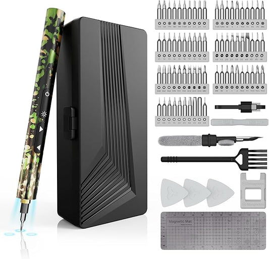 Electric Screwdriver Set 78 in 1 - Mini Precision Screwdriver With 70 Bits, Rechargeable Power Screwdriver Kit for Electronics - Green