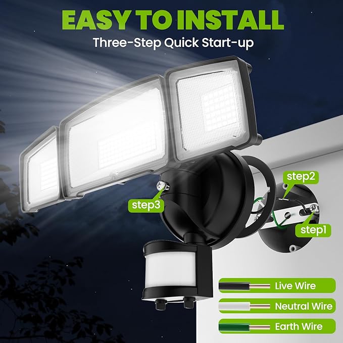 MAGAGUVU 100W Flood Lights Outdoor, 9000LM LED Security Light Motion Sensor Outdoor Lights, 6500K Daylight LED Flood Light with Remote Control, IP66 Waterproof Security Lights for Yard Garage Stadium