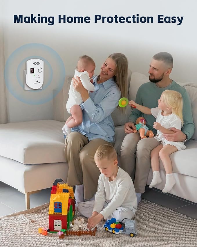 Natural Gas Detector, Plug-in Gas Leak Detector for Home, Propane Leak Alarm for RV and Kitchen, with LED Digital Display