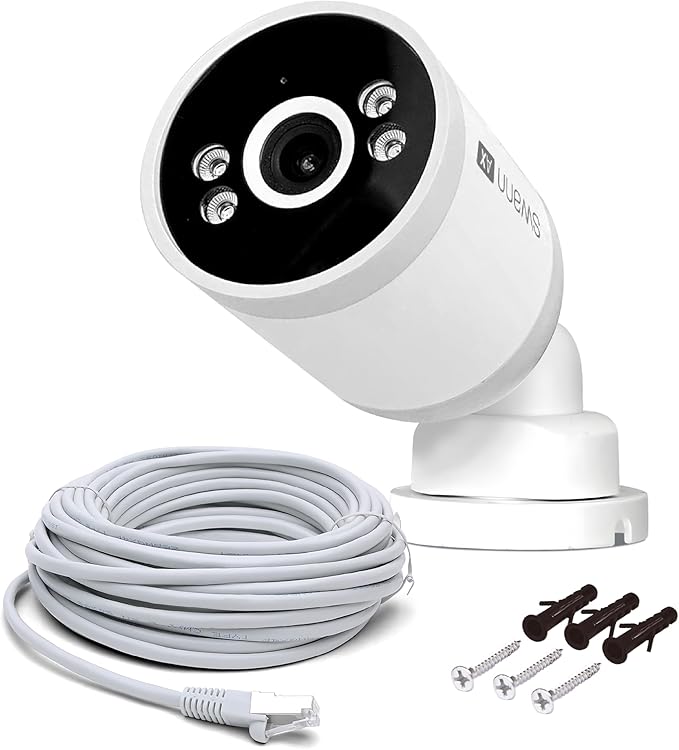 Swann AdvancedX Wired 4K Security Camera PoE Outdoor Bullet, Color Night Vision, Smart AI Video Analytics/Alerts, Advanced Motion Detection
