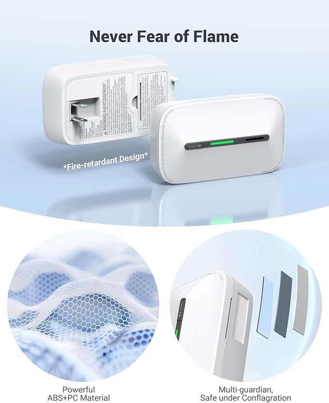 Ecoey Carbon Monoxide Detectors Plug-in with Advanced Electrochemical Sensor 10 Year Carbon Monoxide Detector Foldable Plug with Battery Backup CO Detector for Home and Kitchen FJ146A, 2Packs