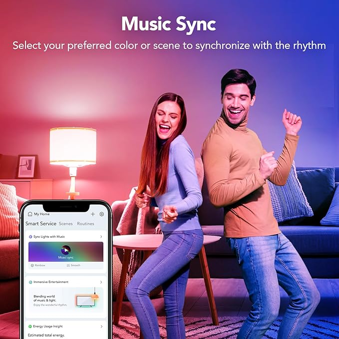 OREiN Matter Smart Light Bulb, Smart Light Bulbs with Remote Control Work with Apple Home, Alexa, Google Home, SmartThings, Color Changing Light Bulbs 2.4Ghz WiFi, 800 Lumens Equivalent 60W 4Pack