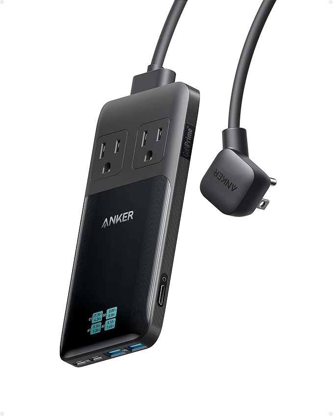 Anker Prime 6-in-1 USB C Charging Station, 140W Compact Power Strip for Work and Travel, 5 ft Detachable Extension Cord with 6 Ports, for iPhone 15/15 Plus/15 Pro/15 Pro Max(Non-Battery, Non-Wireless)