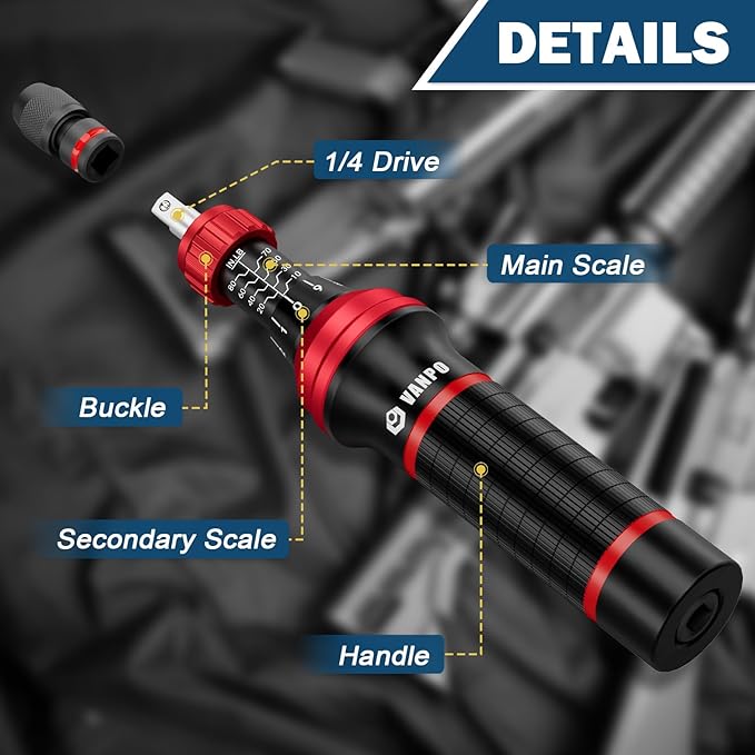 1/4" Torque Screwdriver Set, 64 Pieces 10–80 in-lb Inch Pound Torque Wrench Screwdriver Kit with T-Bar & S2 Bits – Precision Tool for Optics, Electronics, Smart Locks & DIY Repair