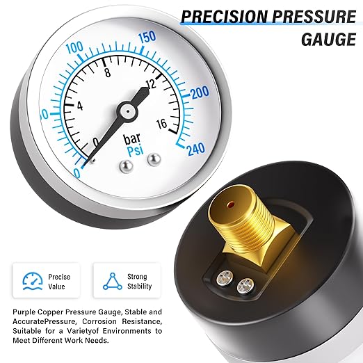 TAILONZ PNEUMATIC 0-240PSI 1/2 Inch NPT Industrial Grade Three Stage Air Drying System, Particulate Filter, Coalescing Filter, Desiccant Dryer and Air Regulator (Manual Drainage)