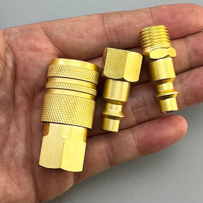 1/4" NPT Solid Brass Air Coupler and Plug Kit,Air Compressor Fittings, Air Compressor Hose Kit, 10pcs Air Line Fittings Quick Connectors