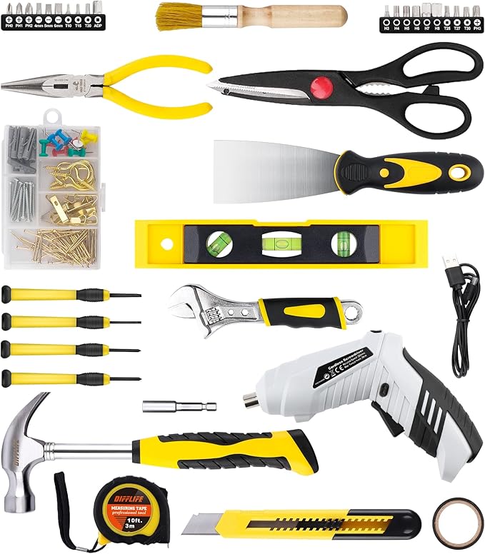 136 Piece Tool Set,General Household Hand Tool Kit with Plastic Toolbox Storage Case-136 Piece…