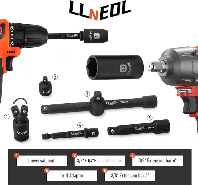 3/8" Drive Impact Socket Set 95Pcs, Spark Plug Socket (5/8", 13/16"), 6 Point Metric & SAE from 5/16"- 3/4", 8-22mm, CR-V Deep & Shallow Kit with Quick Release Ratchet (72-Tooth) for Home & DIY