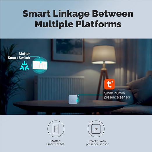 Matter WiFi Smart Light Switches, Netural Wire Required, 2.4GHz Single Pole Switch, Compatible with Alexa Assistant, Remote Control, Voice Control, No Hub Required (1 Way)