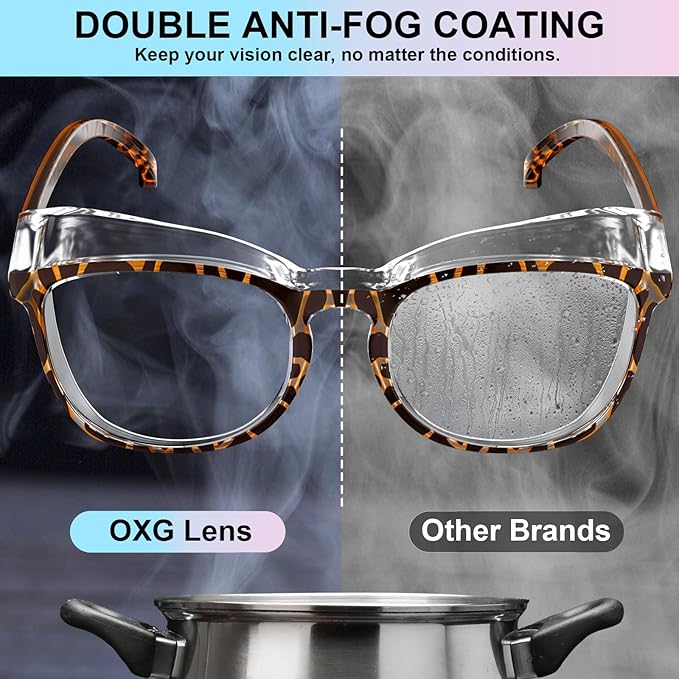 OXG 4 Pack Safety Glasses Anti Fog Goggles, Blue Light Blocking Stylish Safety Glasses for Women Nurses Protective Eyewear