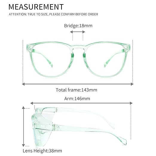 Alsenor Safety Glasses Anti Fog Goggles Protective Eyewear Blue Light Blocking Anti Dust UV Protection Glasses For Men Women (Jade)