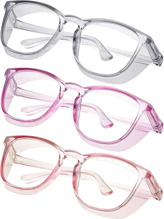 Safety glasses Goggles Nurses Protective Eyewear - Anti Fog Square Frame Stylish Clear Glasses for Women Men