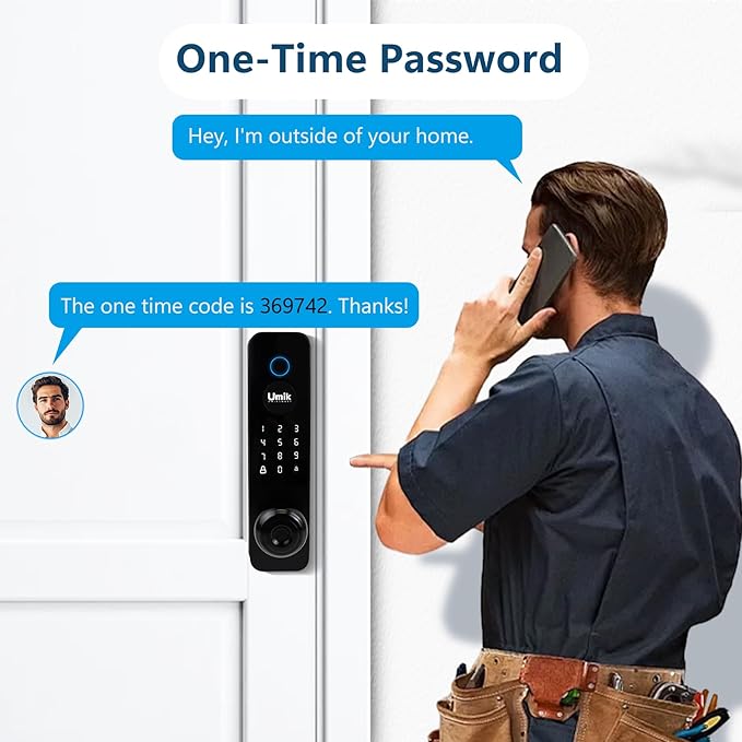 Fingerprint Smart Door Lock, 5-in-1 Keyless Entry Door Lock with Doorbell for Front Door, APP Remote Control (Black)