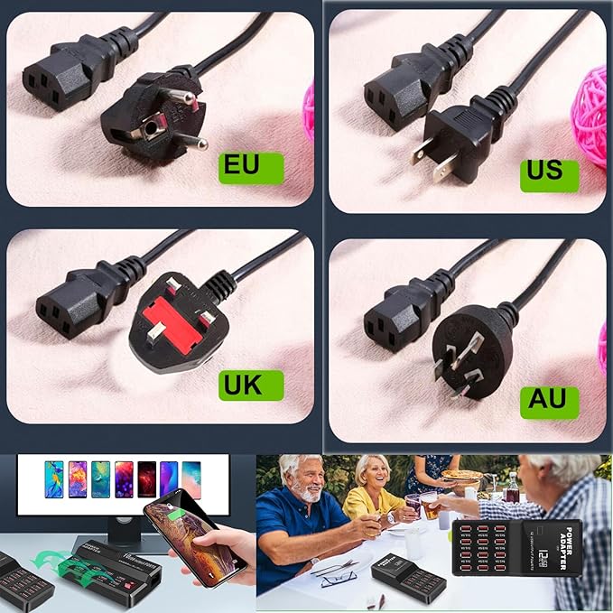 MaxLax USB Charger Station,12-Port 60W Multiple USB Charging Station,Multi Ports Charger Charging for Smartphones,Tablets,and Other Devices.