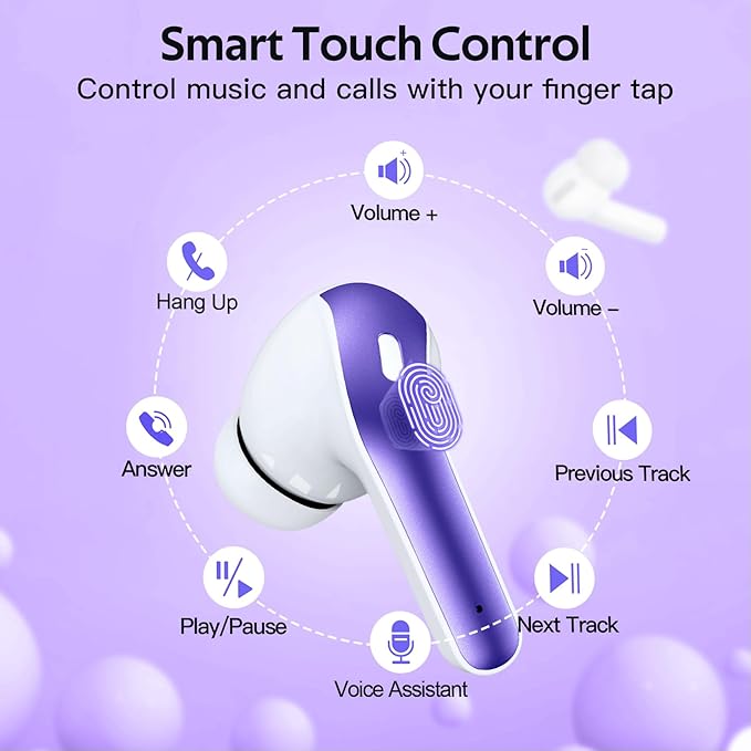 TAGRY 2 Sets X08 Forest Green and Phantom Purple Bluetooth Headphones True Wireless Earbuds 60H Playback Ear Buds with Wireless Charging Case in-Ear Earbuds with Mic