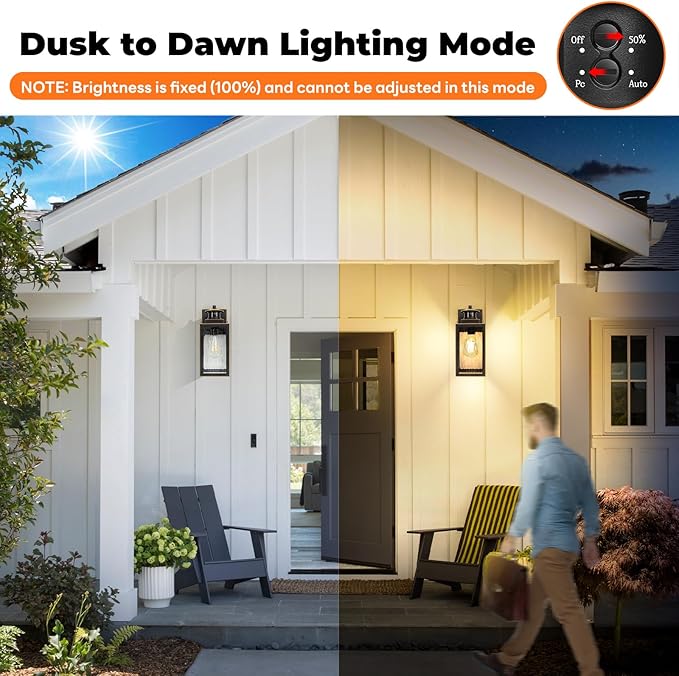 11.6" Motion Sensor Outdoor Wall Lights, Waterproof Exterior Lighting Fixtures with Water-Rippled Glass, Bronze Modern Outside Wall Sconce Lanterns for House, Porch, Garage, Patio, Bulbs Not Included