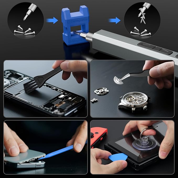 STREBITO Mini Electric Screwdriver, 144-Piece Electric Precision Screwdriver Set Small Power Screwdriver Cordless Rechargeable, Electronic Repair Tool Kit for PC, Computer, Laptop, Phone, RC Drone