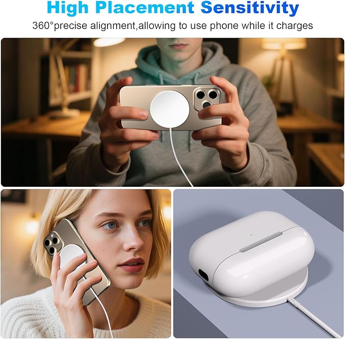 Magnetic Wireless Charger iPhone,Wireless Mag Safe Charger Magnetics Charger Pad USB C Charging Block and 10FT Mag-Safe Magnetic Chargers for iPhone 16 Pro Max/16e/15/14 Plus/13 Mini,AirPods Pro 2/3