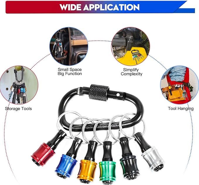 12Pcs Bit Holders 1/4 Socket, Hex Shank Screwdriver Bit Holder for Impact Driver Drill Bit Keychain Extension Bar Quick Release Easy Change, Screwdriver Bit Holders for Tools & Home Improvement Gift