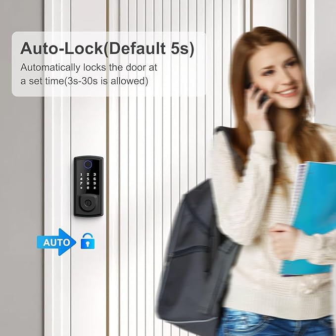 Smart Door Lock,Keyless Entry Door Lock for Front Door,Security Smart Deadbolt with Touchscreen Keypad,App Remote Control Fingerprint