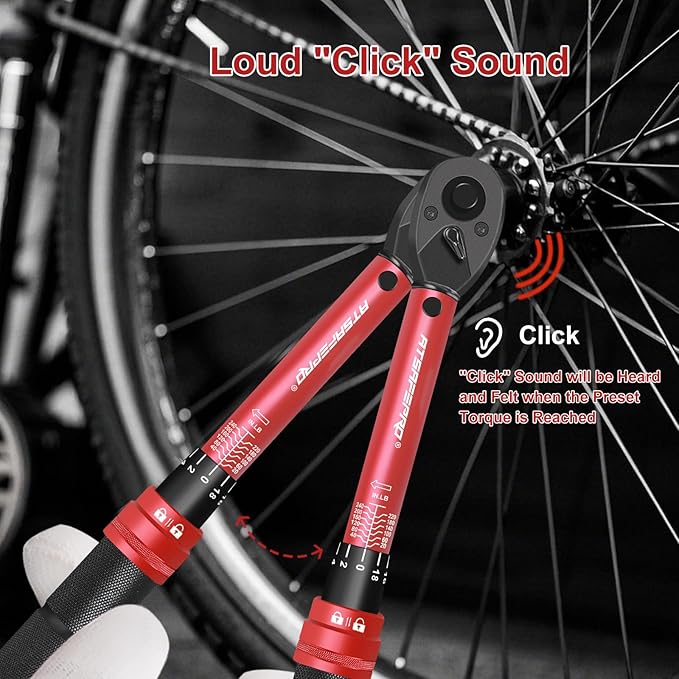 1/4" Torque Wrench (20-240 in-lb / 2.3-27.1 Nm) -Dual Scale, 72-Tooth Ratchet, ±3% Pre-Calibrated Accuracy, Suitable for Bike & Bicycle Maintenance