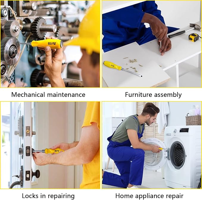 Yalin 2-Piece Professional Screwdriver Set, 1 Phillips and 1 Flat Head, Non-Slip Handles for Home Repair,S2 Steel Screwdriver with Striking Cap