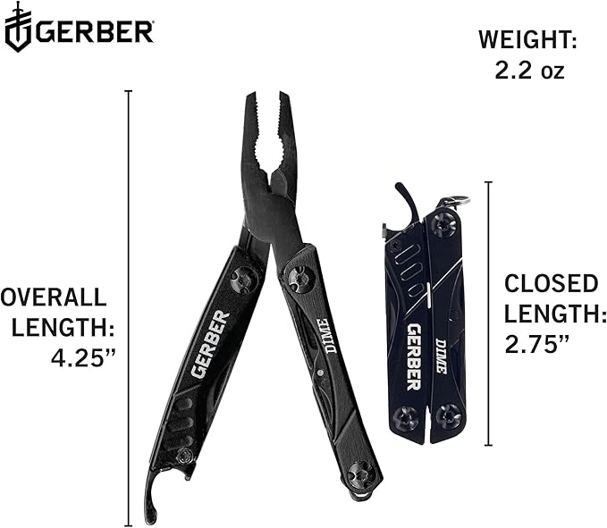 Gerber Gear Dime 12-in-1 Mini EDC Multitool - Needle Nose Pliers, Pocket Knife, Keychain, Bottle Opener - EDC Gear and Equipment - Green