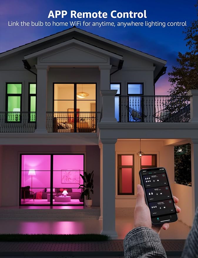 Lepro B2 AI Smart Light Bulbs - 1100LM WiFi & Bluetooth RGBWW Color Changing LED Bulb, Works with Alexa & Google Assistant, AI Generated Lighting, AI Voice Control, Music Sync, 2.4GHz Only, 4 Pack