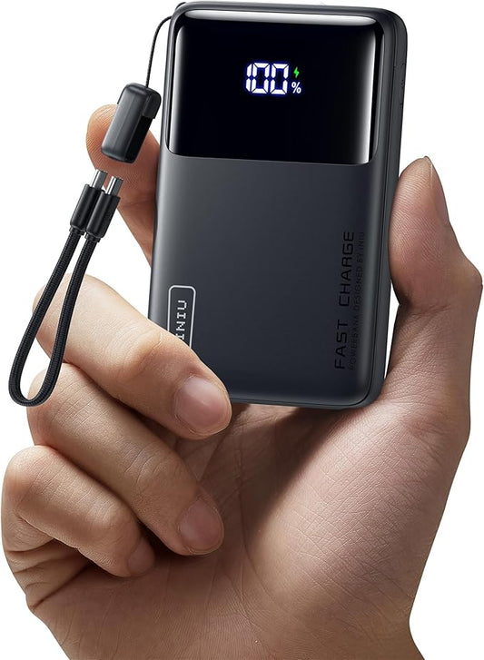 INIU Portable Charger, Slimmest 10000mAh 45W PD Fast Charging Power Bank, USB C in&Out Mini Battery Pack, Travel Essential Phone Powerbank for iPhone 17 16 15 Air Samsung S25 S24 Google Pixel iPad etc