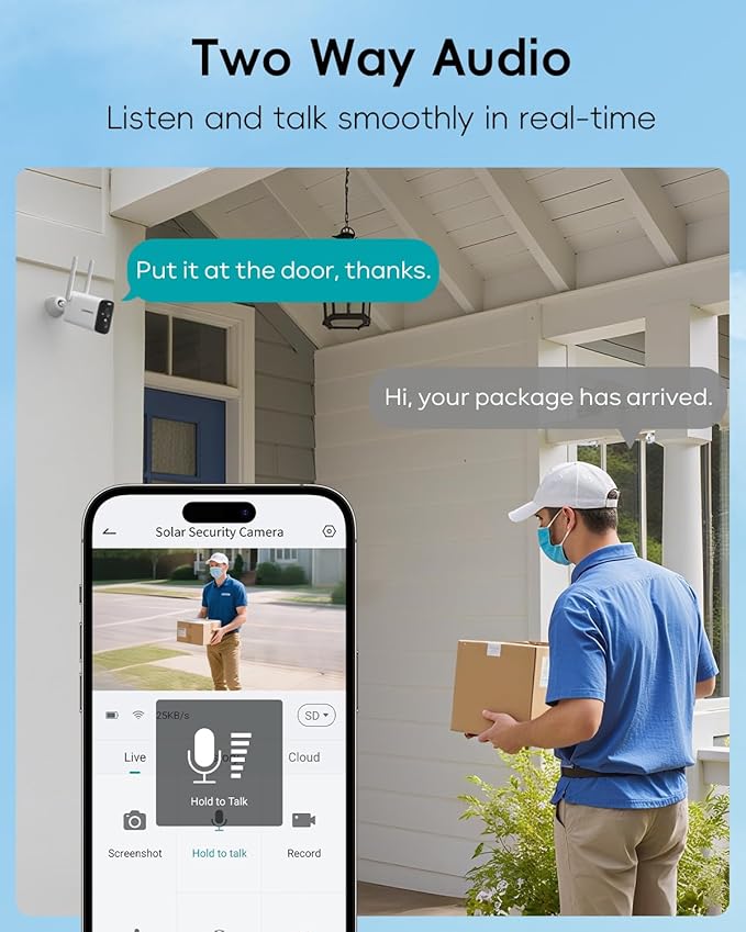 ZUMIMALL Solar Security Cameras Wireless Outdoor - 2 Packs, 2K Camera for Home Security with Color Night Vision, 2.4GHz WiFi, 2-Way Talk, Spotlight & Siren, IP66 Weatherproof, Compatible with Alexa