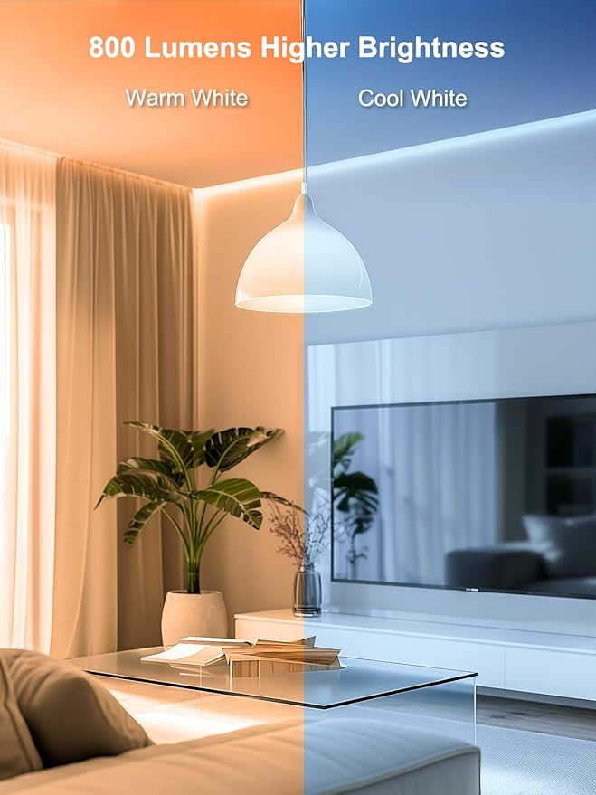 ANGELHALO Smart Light Bulbs, Color Changing A19 LED Light Bulb, Work with Alexa and Google Assistant, Wi-Fi & Bluetooth Light Bulbs, 16 Million Colors RGBCW, Music Sync, 800 Lumens, 2.4Ghz only,2 Pack