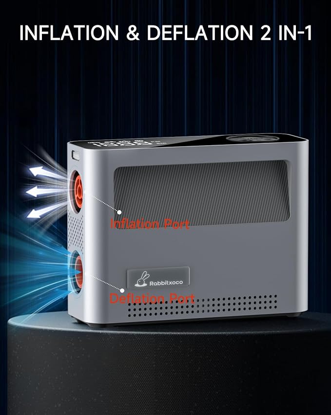 Paddle Board Pump 10 Pump Modes SUP Air Pump 500L Airflow/min Tire Inflator Portable Air Compressor 4X Speeds Electric Air Pump Suitable All Model Tires, Tents, SUP, Air Mattess, Kayak