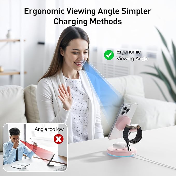 2025 3 in 1 Charging Station Compatible with Magsafe Charger Wireless Charger Stand for iPhone16 15 14 13 12 Series Wireless Charging Station for AirPods Wireless Charging Stand for iWatch Series