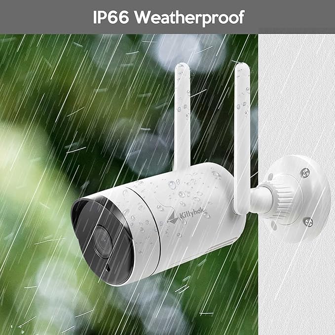 Kittyhok 3MP All-in-one Wireless Security Camera System with 12'' Monitor, 6pcs Outdoor WiFi Security Cameras with Dual Antenna, 1TB HDD, 2-Way Audio, Motion Detection, Waterproof, Night Vision
