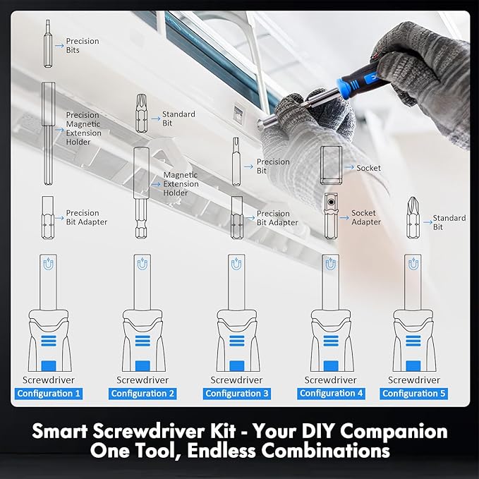 XOOL 78PCS Ratchet Screwdriver Set, Multi-Functional Precision Repair Tool Kit with 41PCS Bits, Precision Bits, 1/4" Sockets, Magnetic Tools for Electronics, Home Repair, DIY Toolbox
