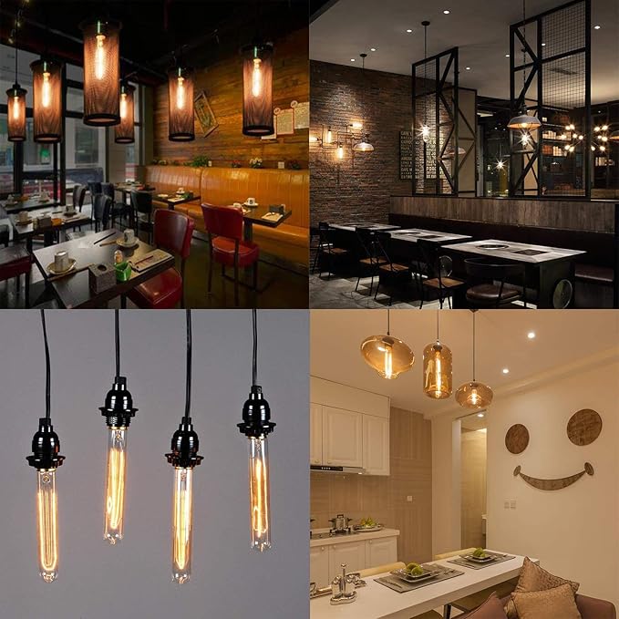 Leools T10 Led Bulbs,12W Dimmable Tubular Led Bulb,100 Watt Equivalent Edison Style Vintage LED Filament Light Bulb, E26 Long Tube Bulb,2700K Soft Warm White,7.3in(185mm),3-Pack.