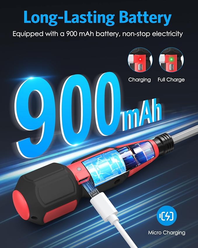 AMIR Cordless Power Screwdriver, Rechargeable Electric Screwdriver Sets, Portable Automatic Home Repair Tool Kit, Motorized Screwdriver with USB Cable and LED Lights