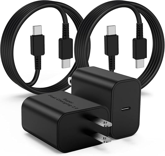 Nylon Braided USB-C to USB-C Cable 6+10FT 60W for iPhone 15/15 Plus/15 Pro Max/Samsung Galaxy S24 S23 S22, iPad Air, Type C Charger Fast Charging Cord, Long Android Cable 2Pack
