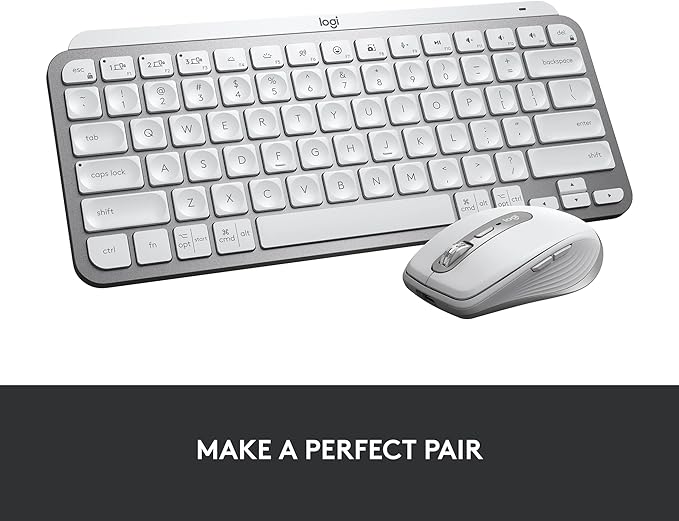 Logitech MX Keys Mini Minimalist Wireless Illuminated Keyboard, Compact, Bluetooth, Backlit, USB-C, Compatible with Apple macOS, iOS, Windows, Linux, Android, Metal Build - Pale Gray