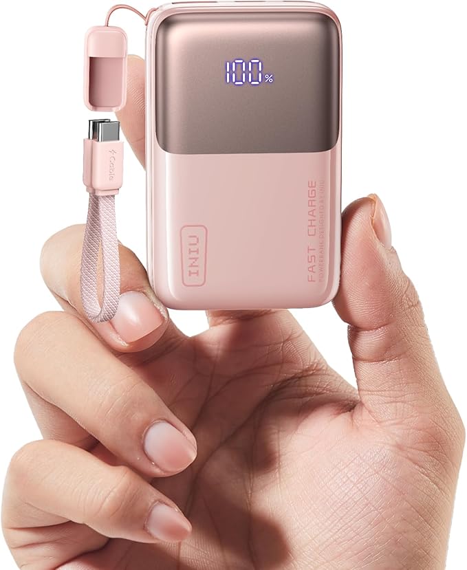INIU Pocket Size Portable Charger, Ultra Small 10000mAh 45W PD Power Bank, USB C in&Out Fast Charging Battery Pack, Travel Essentials Powerbank for iPhone 17 16 15 14 Pro Air, iPad, Samsung S24 etc